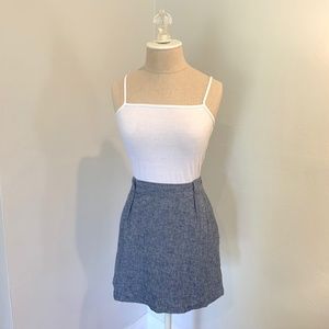 The Limited Blue Linen Pencil Mini Skirt